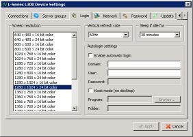 Configuration screen for NComputing's monitor resolution options
