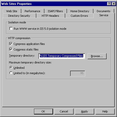 Setting HTTP Compression in IIS 6