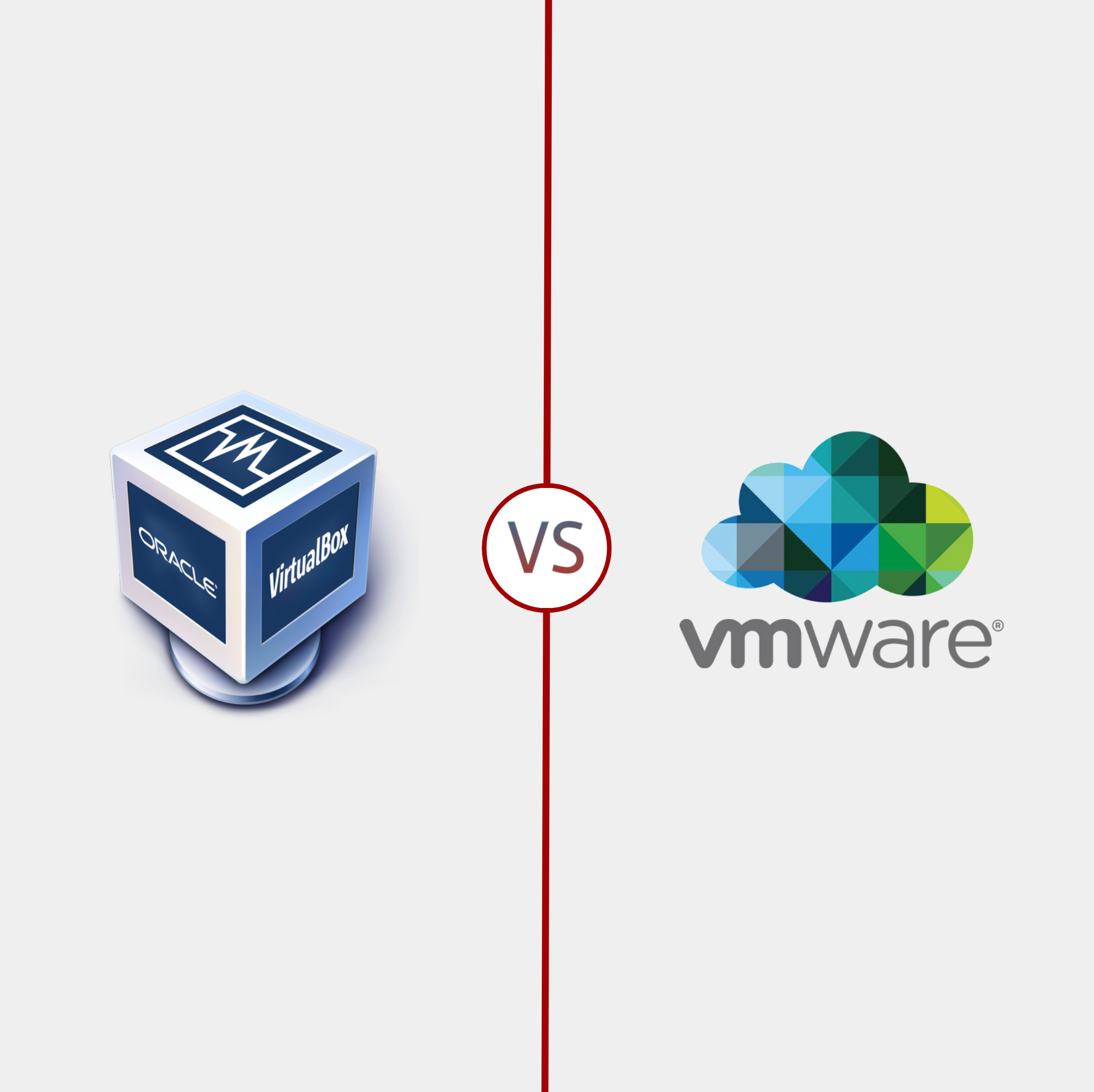 A graphic image showing the logos for Oracle VM VirtualBox and VMware vSphere as this article compares the two top virtualization tools.