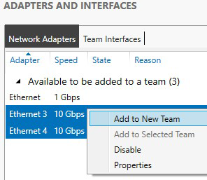 NIC Teaming - Adapters and Interfaces.