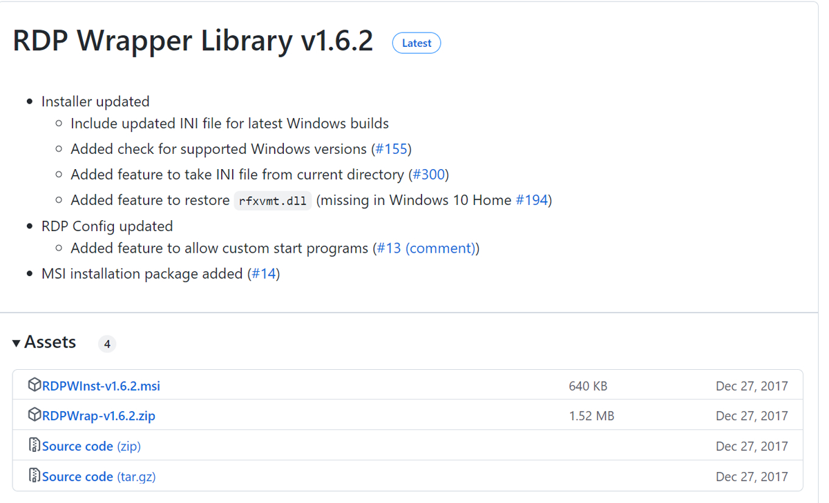 RDP Wrapper Library v1.6.2 interface.