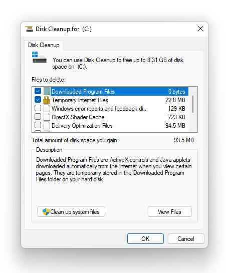 Disk cleanup Windows 11